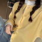 Round-neck Plain Knit Cardigan