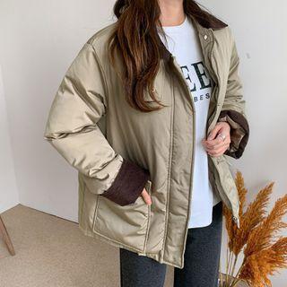 Velvet Trim Puffer Jacket