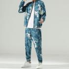 Set: Crane Print Zip-up Jacket + Jogger Pants