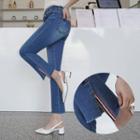 Contrast-trim Slit-side Boot-cut Jeans