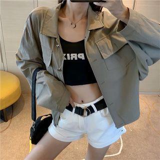 Long-sleeve Lace-up Cargo Shirt