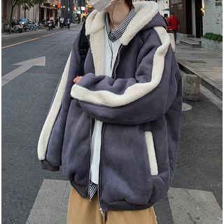 Long-sleeve Fleece Panel Hooded Jacket