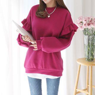 Frilled Brushed-fleece Sweatshirt