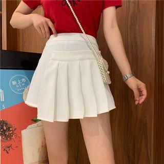 Plain Pleated Layered Skort