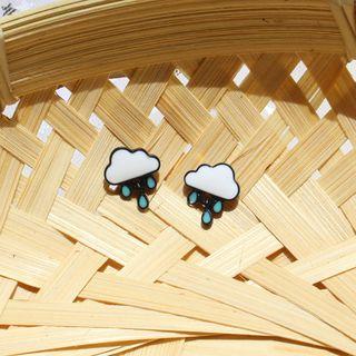 Acrylic Rain Cloud Earring 1 Pair - Clip On Earrings - One Size