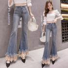 Lace Panel Boot-cut Jeans