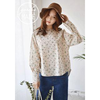 Button-detail Floral-pattern Top