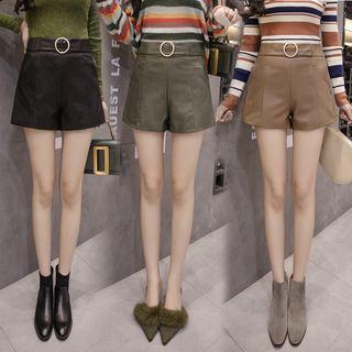 Faux-leather High-waist Shorts