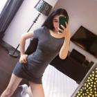 Short-sleeve Backless Dress