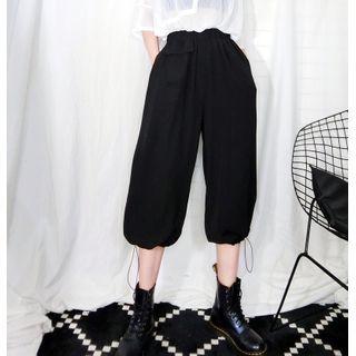 Bungee Cord Wide-leg Pants Black - One Size