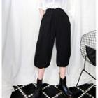 Bungee Cord Wide-leg Pants Black - One Size