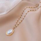 Faux Pearl Pendant Necklace White & Gold - One Size