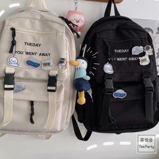 Letter Embroidered Snap Buckle Backpack