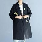 Embroidered Notch Lapel Coat