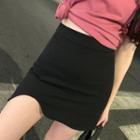 Irregular Hem Fitted Mini Skirt