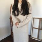 Round-neck Ribbed Straight-fit Knit Dress