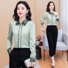 Lace Panel Satin Shirt