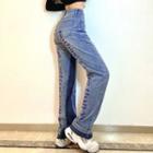 Lettering High Waist Jeans