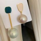 Non-matching Faux Pearl Dangle Earring 1 Pair - 925 Silver Needle - Non-matching Earrings - One Size