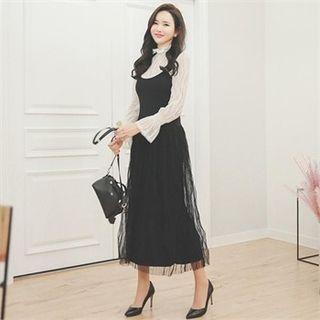 Spaghetti-strap Tulle-hem Dress