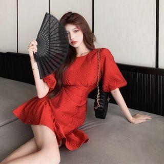 Puff-sleeve Mermaid Mini Dress