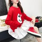 Long-sleeve Smiley Face Printed Knit Top