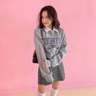Letter Embroidery Crop Sweatshirt