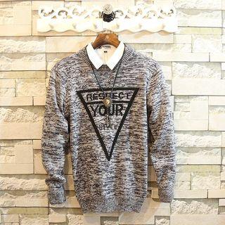 Lettering Melange Sweater
