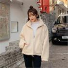 Zipped Sherpa-fleece Jacket Ivory - One Size