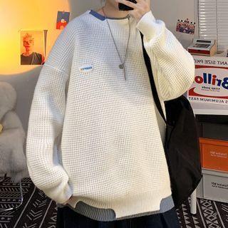 Mock Two-piece Lettering Patch Sweater