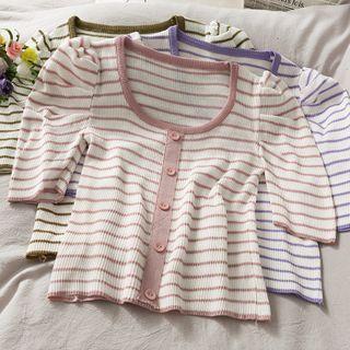 Striped Cropped Knit Top In 5 Colors