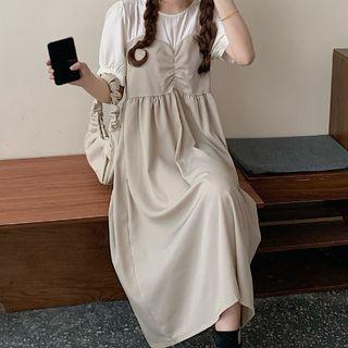 Short Sleeve Two Tone A-line Dress