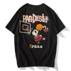 Short-sleeve Panda Basket Ball Print T-shirt