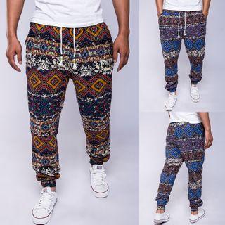 Patterned Linen Harem Pants
