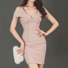 V-neck Cold Shoulder Sheath Dress