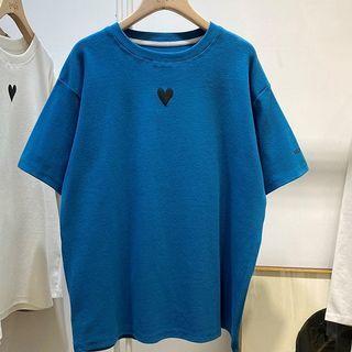 Heart Print Shirt-sleeve T-shirt