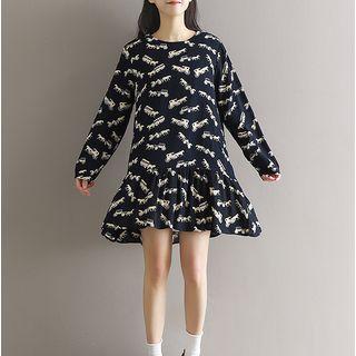 Ruffle Hem Printed A-line Dress
