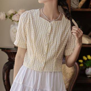 Square-neck Cutout Cropped Shirt