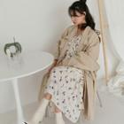 Plus Size Buckled-neck Balloon-sleeve Jacket