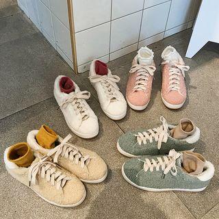 Faux Shearling Lace-up Sneakers