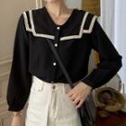 Sailor-collar Chiffon Blouse