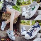 Letter Embroidered Lace-up Sneakers