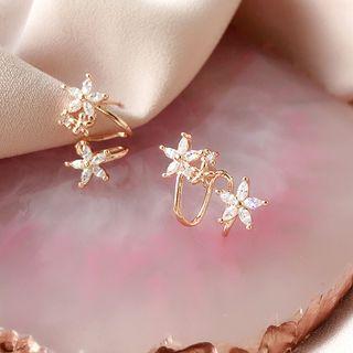 Rhinestone Star Swirl Earrings Bright Yellow - One Size