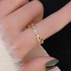 Rhinestone Open Ring J14 - 1 Pc - Gold - One Size