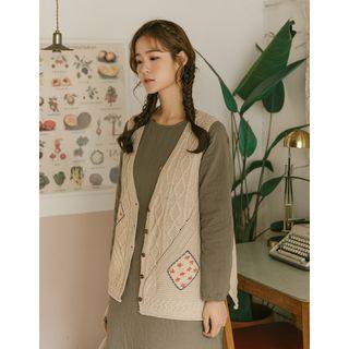 Flower-detail Cable-knit Vest