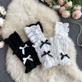 Bow Detail Cropped Sleeveless Blouse