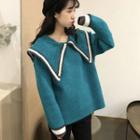 Contrast-trim Sailor Collar Sweater