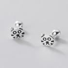 Cat Sterling Silver Earring 1 Pair - Silver - One Size