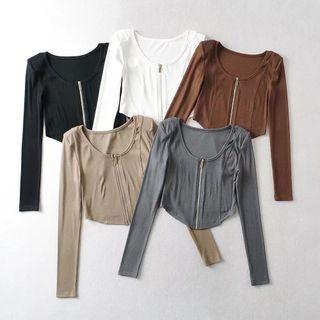 Zip-up Plain Top