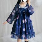 Strappy Printed A-line Dress / Light Jacket
